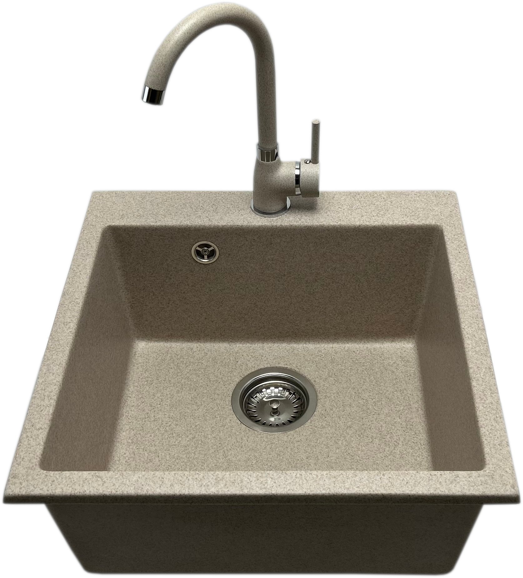 Zlewozmywak jednokomorowy FORTINA beż + bateria NOON