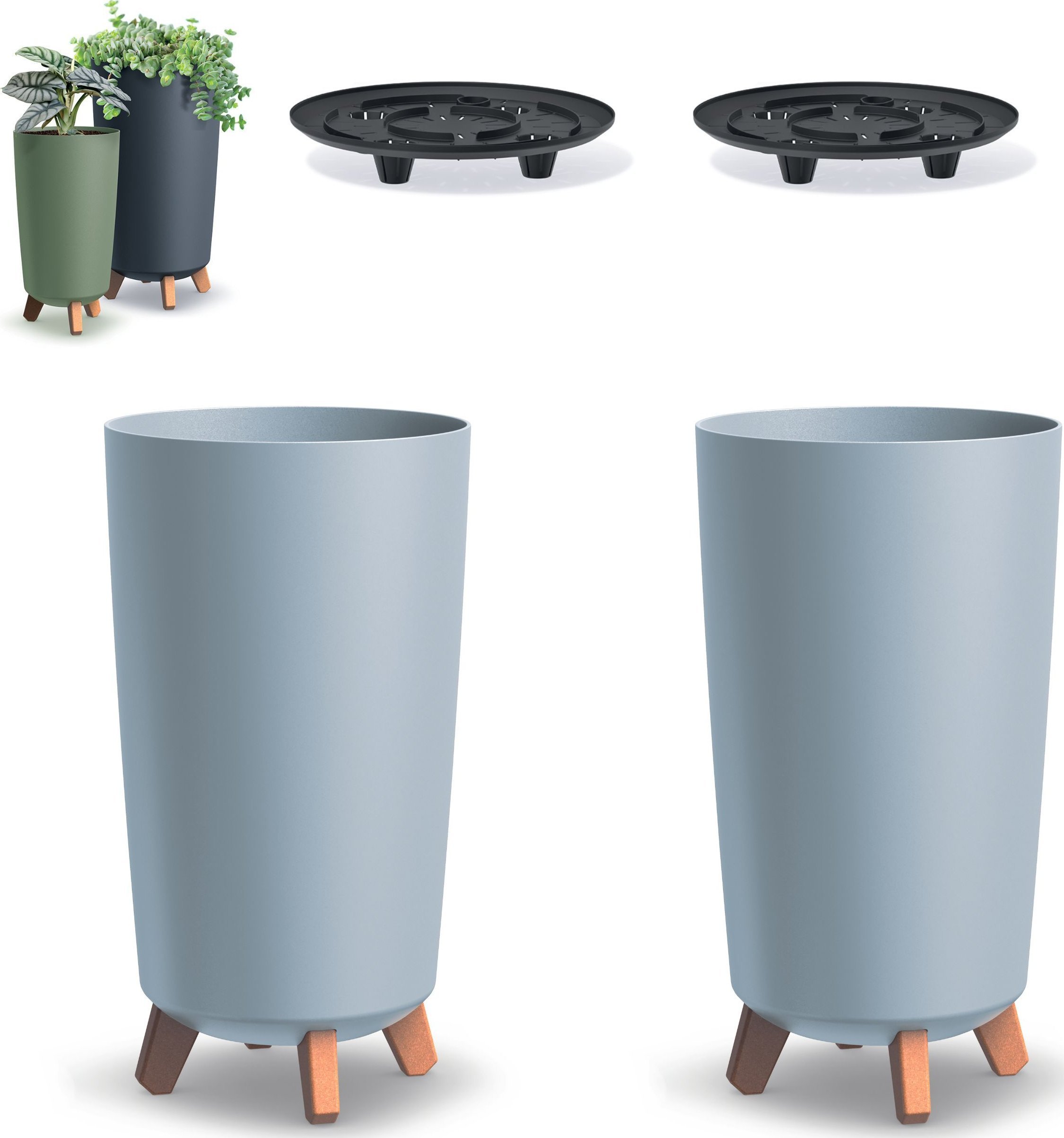 Prosperplast 2x Doniczka okrągła na nóżkach GRACIA TUBUS DGTL240