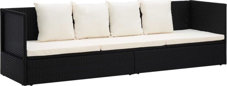 Elior Czarna kanapa ogrodowa z poduszkami - Kamara