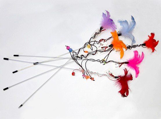 Diamond Pets Wędka dla kota - piórka i drewniane korale