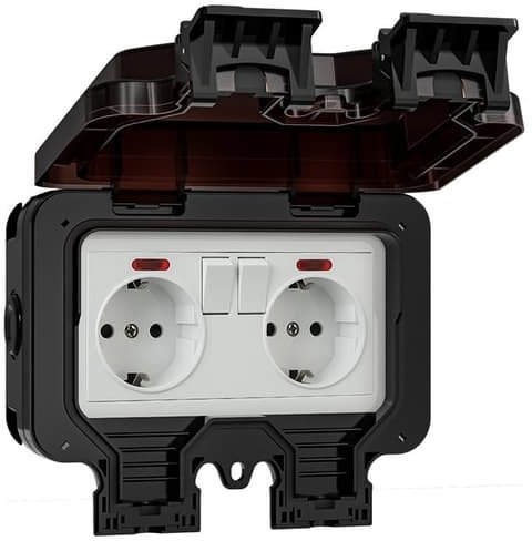 SOCKET 5054-67 2PLACE IP65 AQUANT BLACK