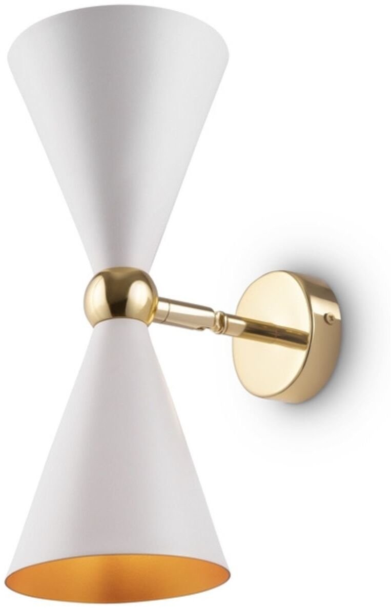 Kinkiet Maytoni Ścienna lampa Vesper MOD108WL-02WG stożkowa góra-dół biała złota