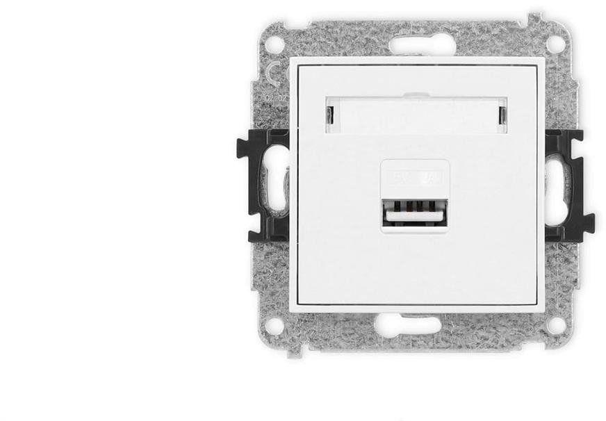 MINI Mechanizm ładowarki USB pojedynczej, 5V, 2A biały mat 25MCUSB-3