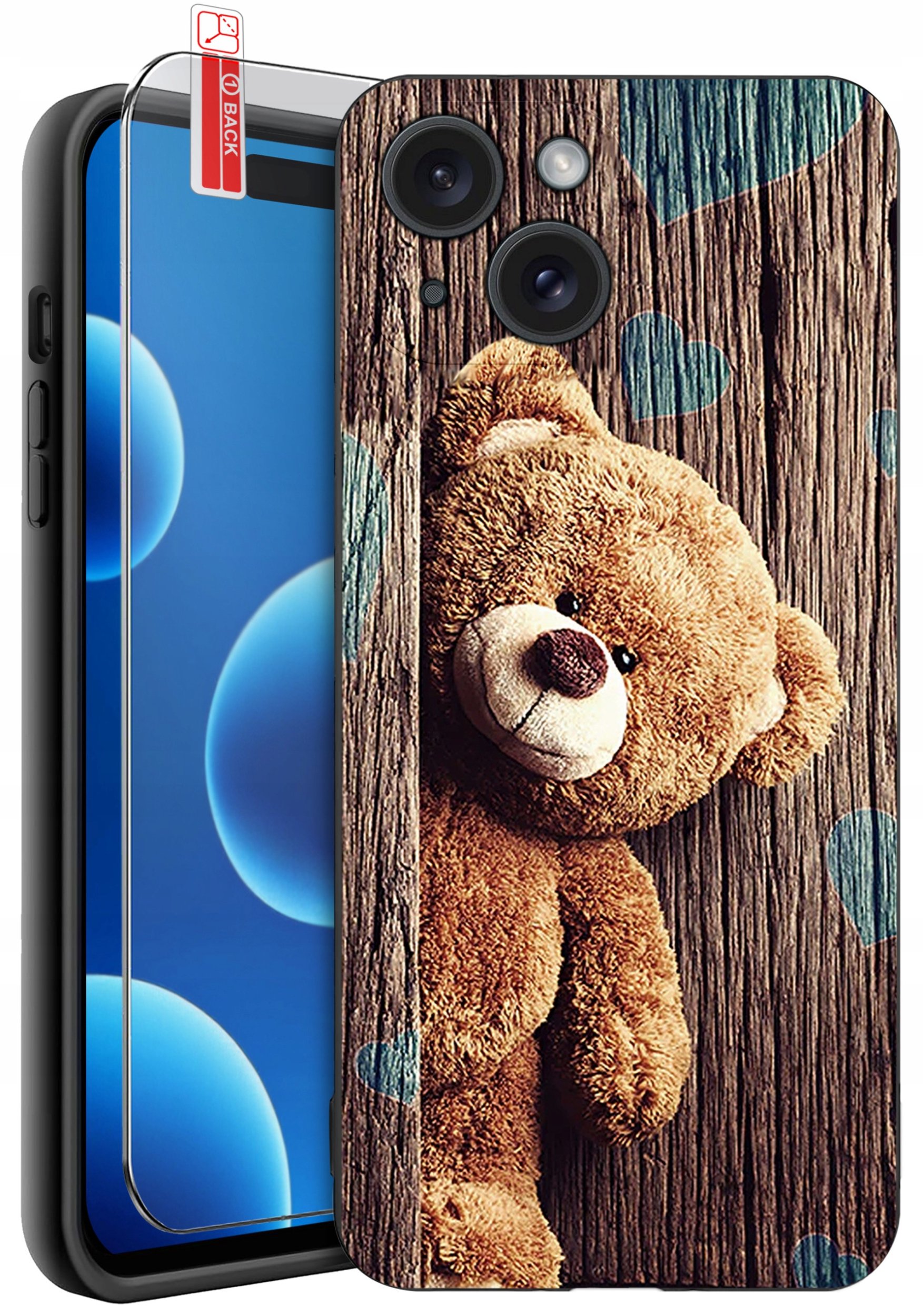 ETUI do iPhone 15 | WZORY | SILIKONOWE MATT CASE + SZKŁO 9H