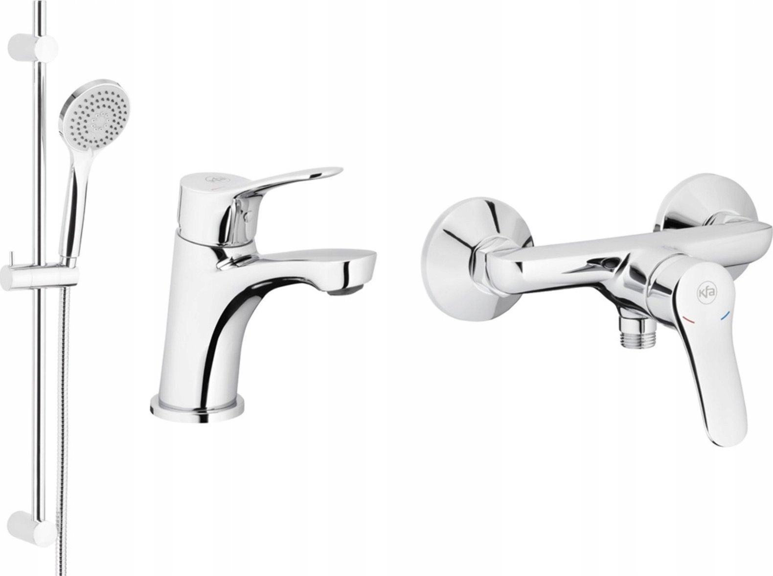 KFA MORRIS ZESTAW 3w1 (BAT.UMYWALKOWA, BAT.NATRYSKOWA, ZESTAW NATRYSKOWY PRZESUWNY), CHROM