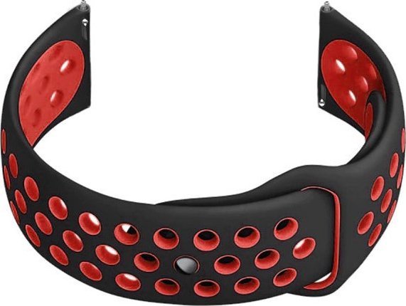 Pasek gumowy do smartwatch U11 - czarny/czerwony - 20mm