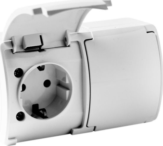 Doktorvolt Gniazdo podwójne schuko natynkowe IP44 białe182-01 DV 6444