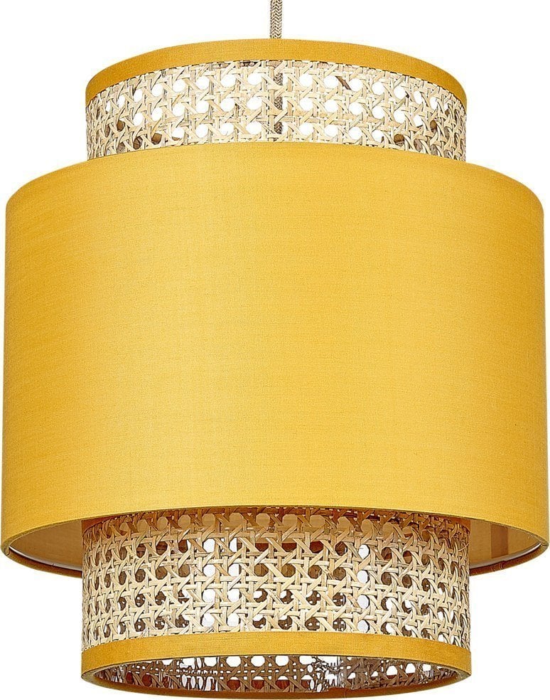 Lampa wisząca Beliani Lampa wisząca rattanowa naturalna z żółtym BOERI!