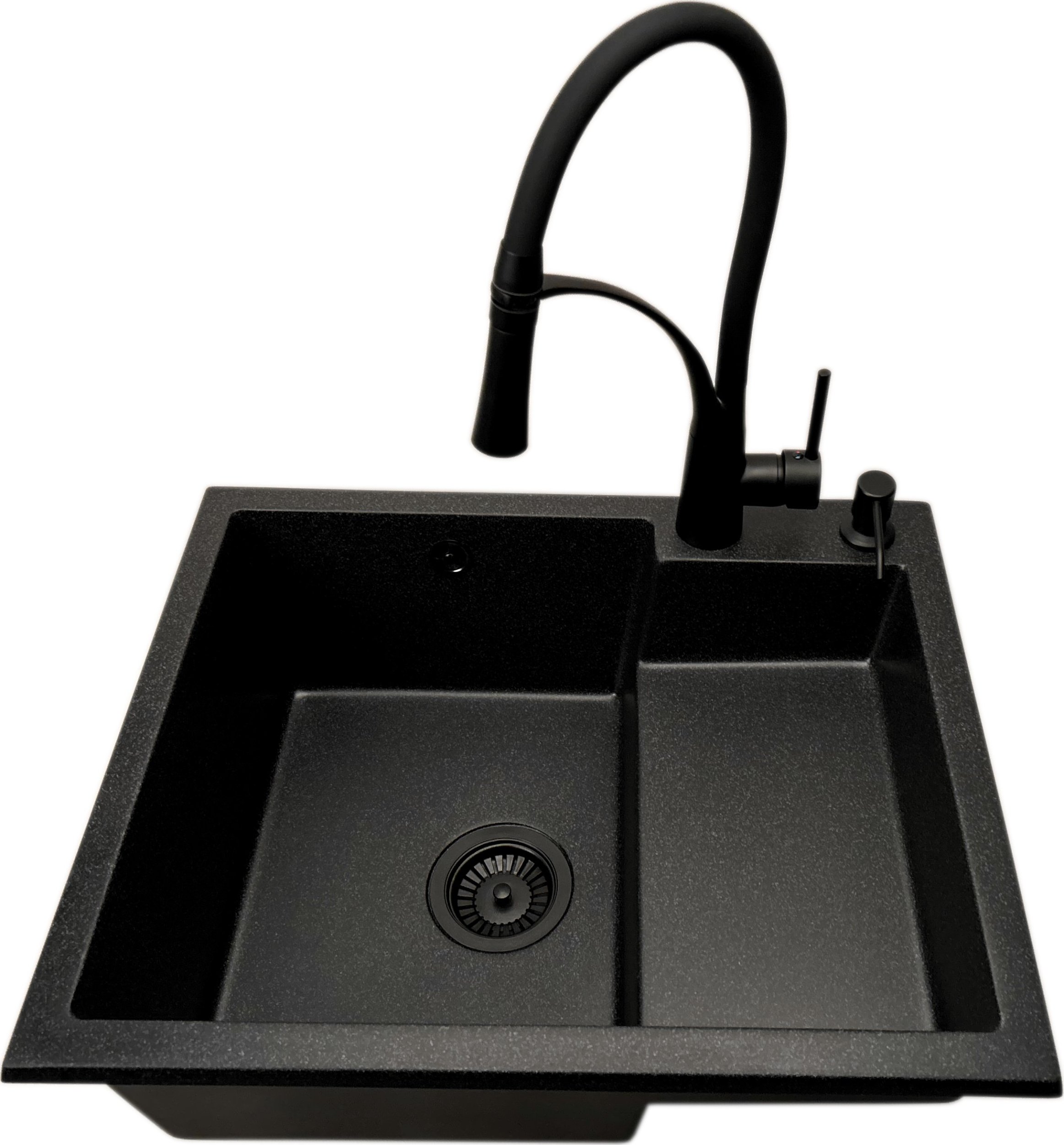 Zlewozmywak PREHNIT Zlewozmywak jednokomorowy COMAZ grafit + bateria NEXO + dozownik