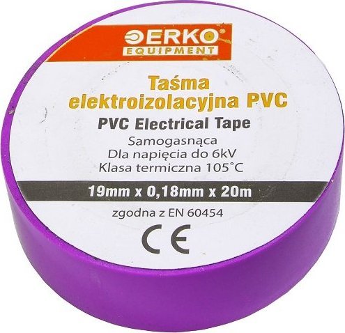 Erko Taśma izolacyjna duża 19mm 20m Fioletowa ERKO