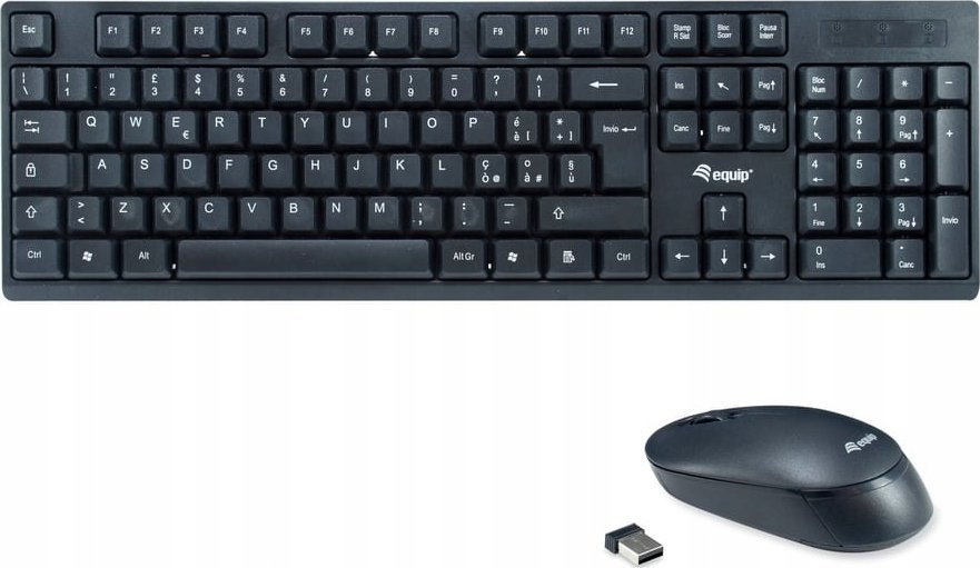 Klawiatura + mysz Equip Equip 245223 klawiatura Dołączona myszka RF Wireless QWERTY Włoski Czarny