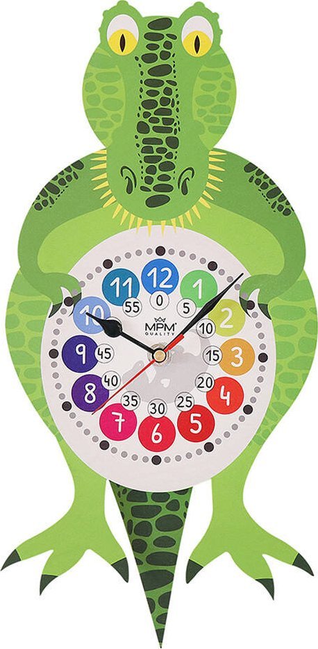 MPM Zegar ścienny dziecięcy krokodyl MPM E05.4468.C 20 x 55 cm