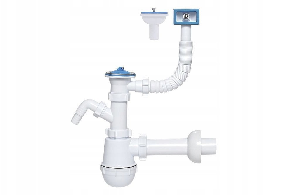 Instadrain syfon zlewozmywakowy fi 50 mm butelkowy, 1-komora, z wyjściem do pralki/zmywarki 1233