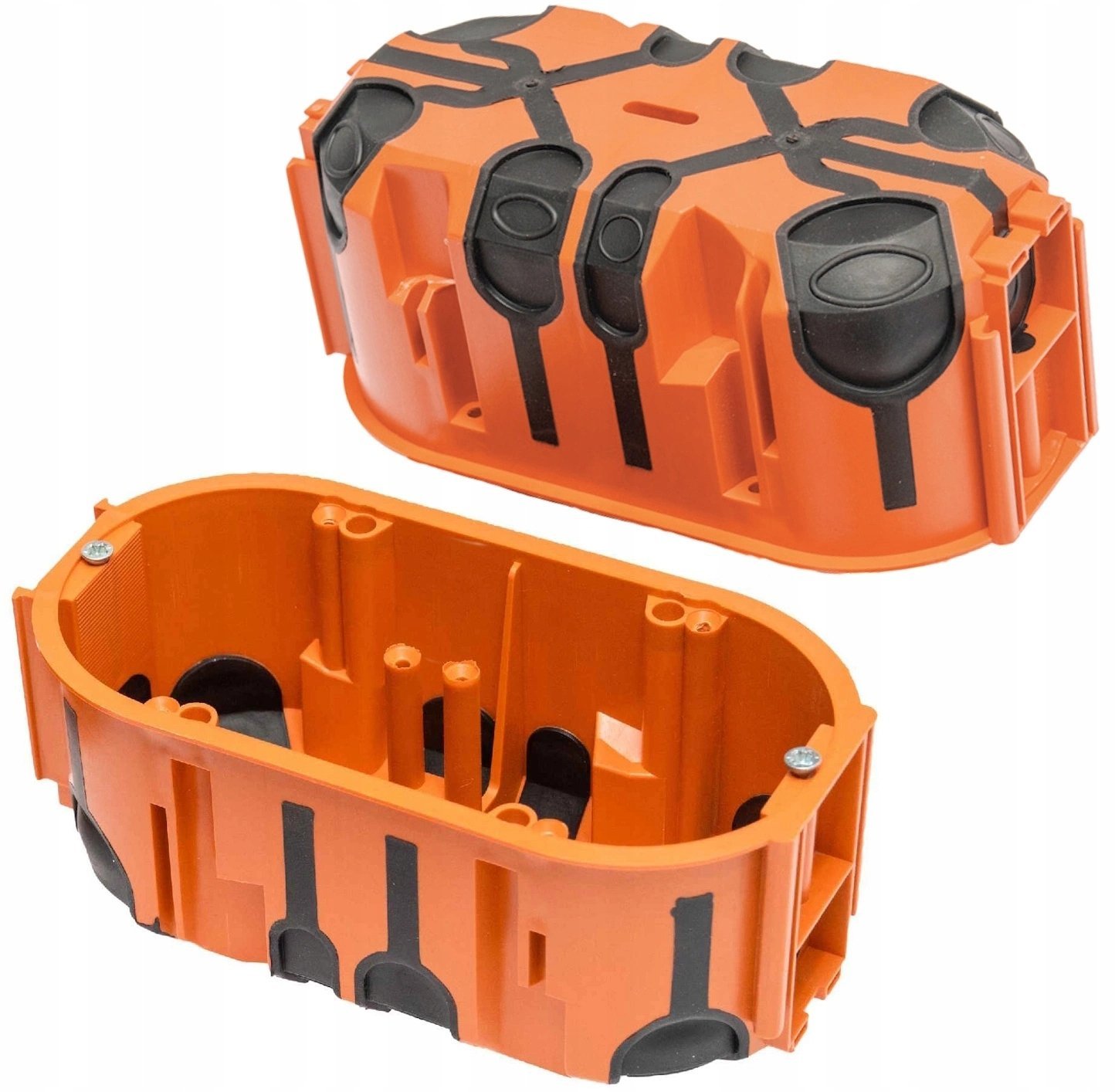 Puszka podtynkowa ProDuo podwójna, głęboka 60mm, fi68, łączeniowa, z wkrętami, wiatroszczelna , pomarańczowa, IP30 /A.0092/