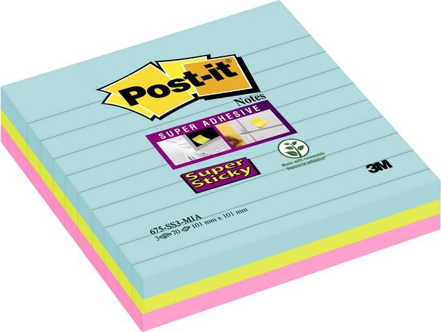 Staples Karteczki post-it super sticky xl 101x101mm linia, miami 3/p