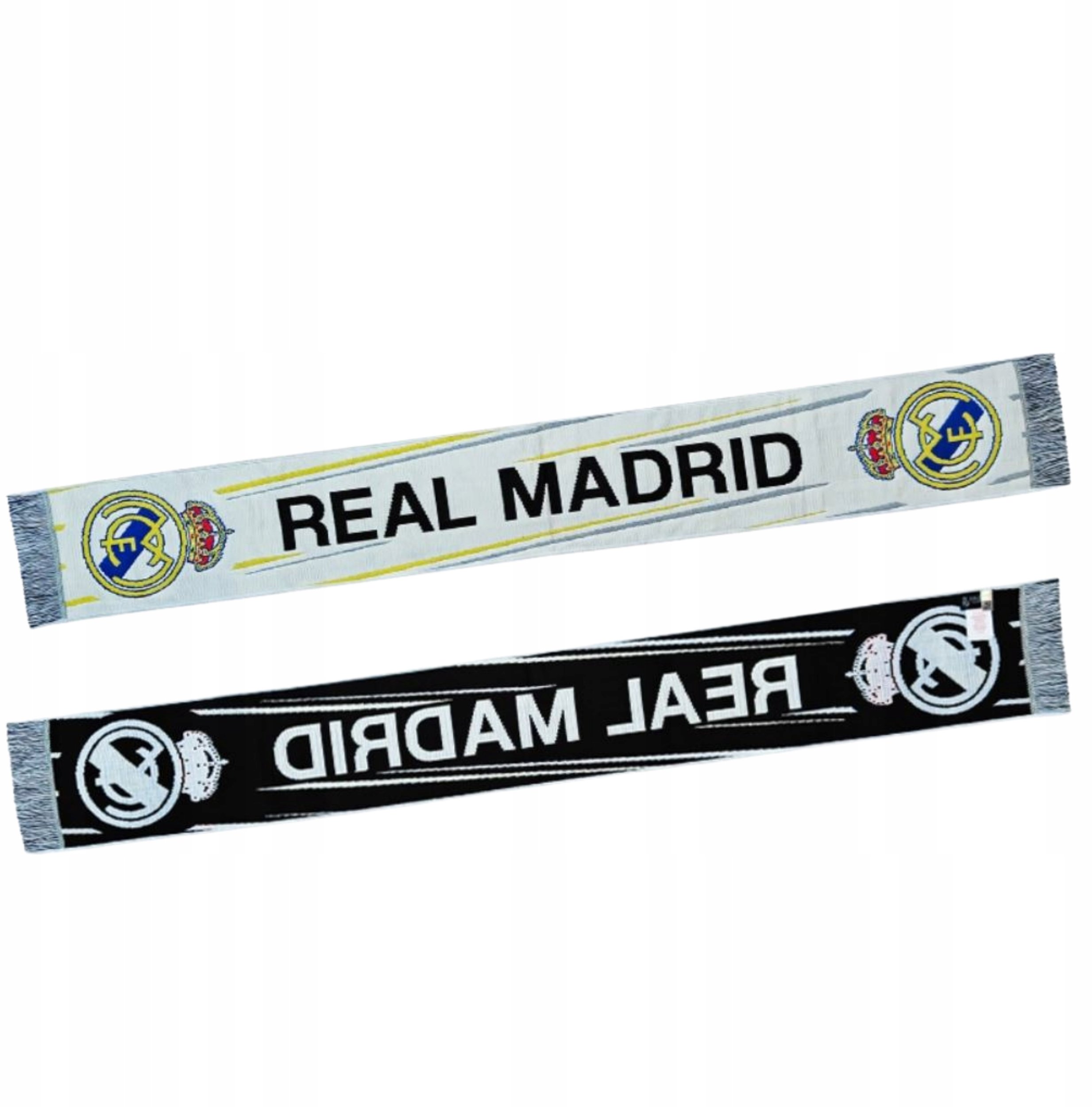 Szalik kibica tkany 140 cm Real Madryt piłkarski tkany z frędzlami 2024/25