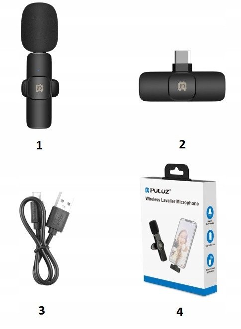Bezprzewodowy mikrofon krawatowy PULUZ android USB-C