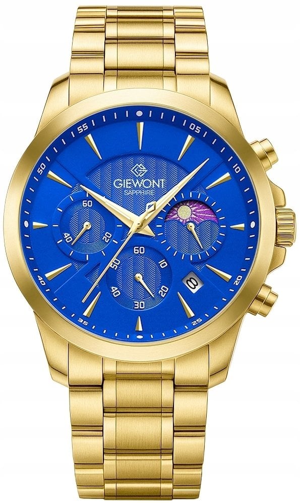 Zegarek Giewont Zegarek Męski Chronograph Sapphire Złoto Niebieski GW9460-B5