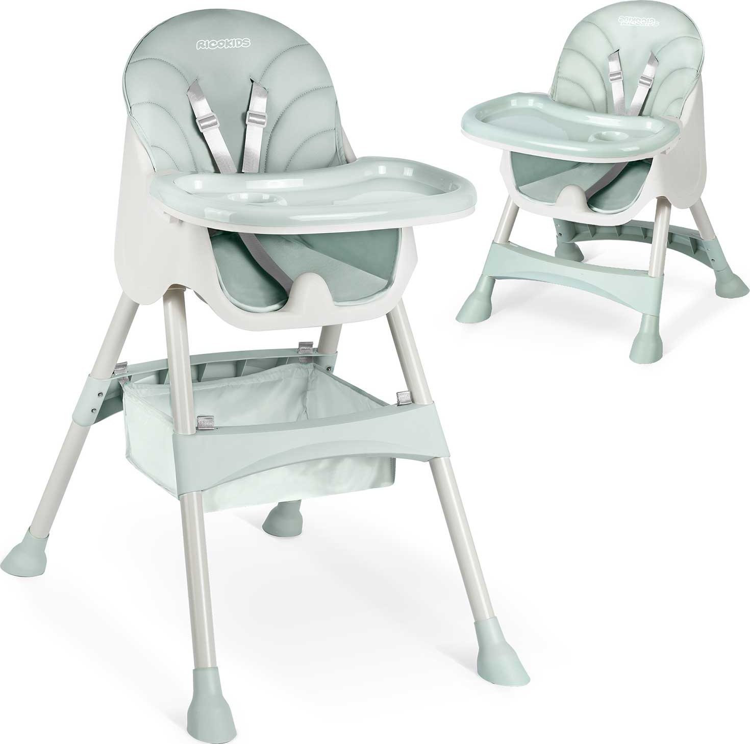 Ricokids Krzesełko do karmienia Milo ze stolikiem zielone (700001)
