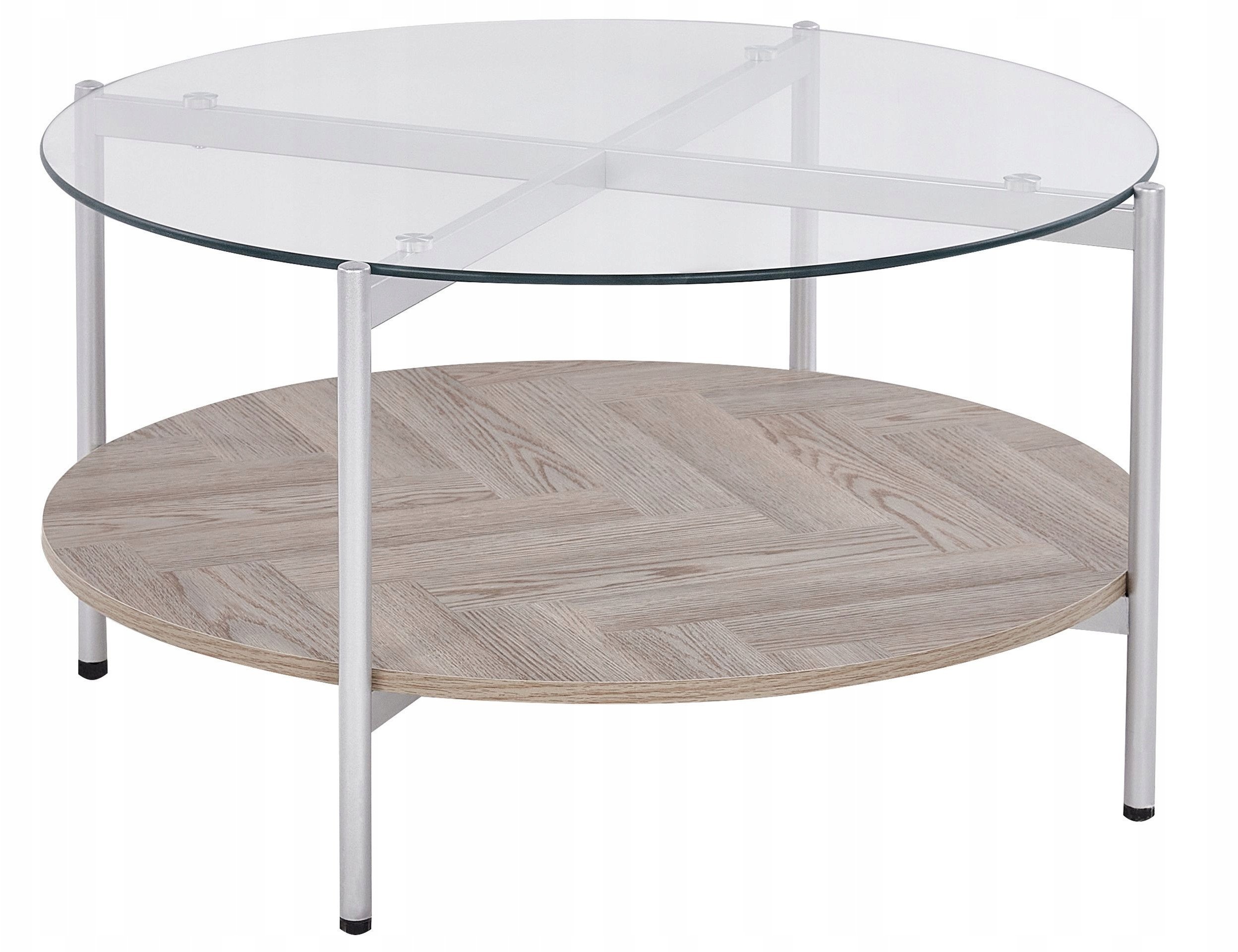 Beliani Stolik kawowy szklany jasne drewno ze srebrnym LOVELL