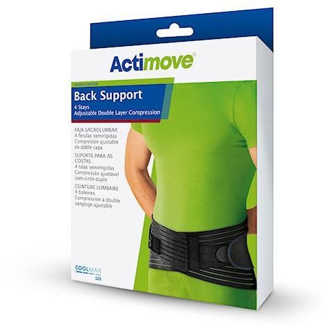ACTIMOVE SE Orteza lędźwiowo-krzyżowa z 4 stalowymi unieruchomieniami i pasami dociągowymi rozm. XL czarny (104cm - 114cm)