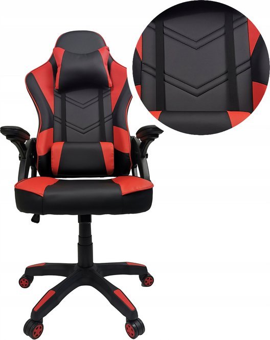 Krzesło biurowe kontrast Fotel gamingowy biurowy obrotowy czarno-czerwony
