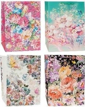 Torebka ozdobna 51x72x18cm kwiaty mix ROZETTE