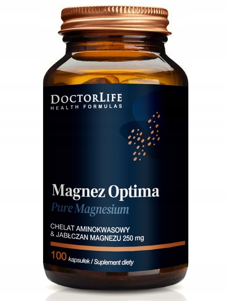 DOCTORS BEST DOCTOR LIFE Magnez Optima chelat aminokwasowy i Jabłczan Magnezu 200mg 100 kapsułek