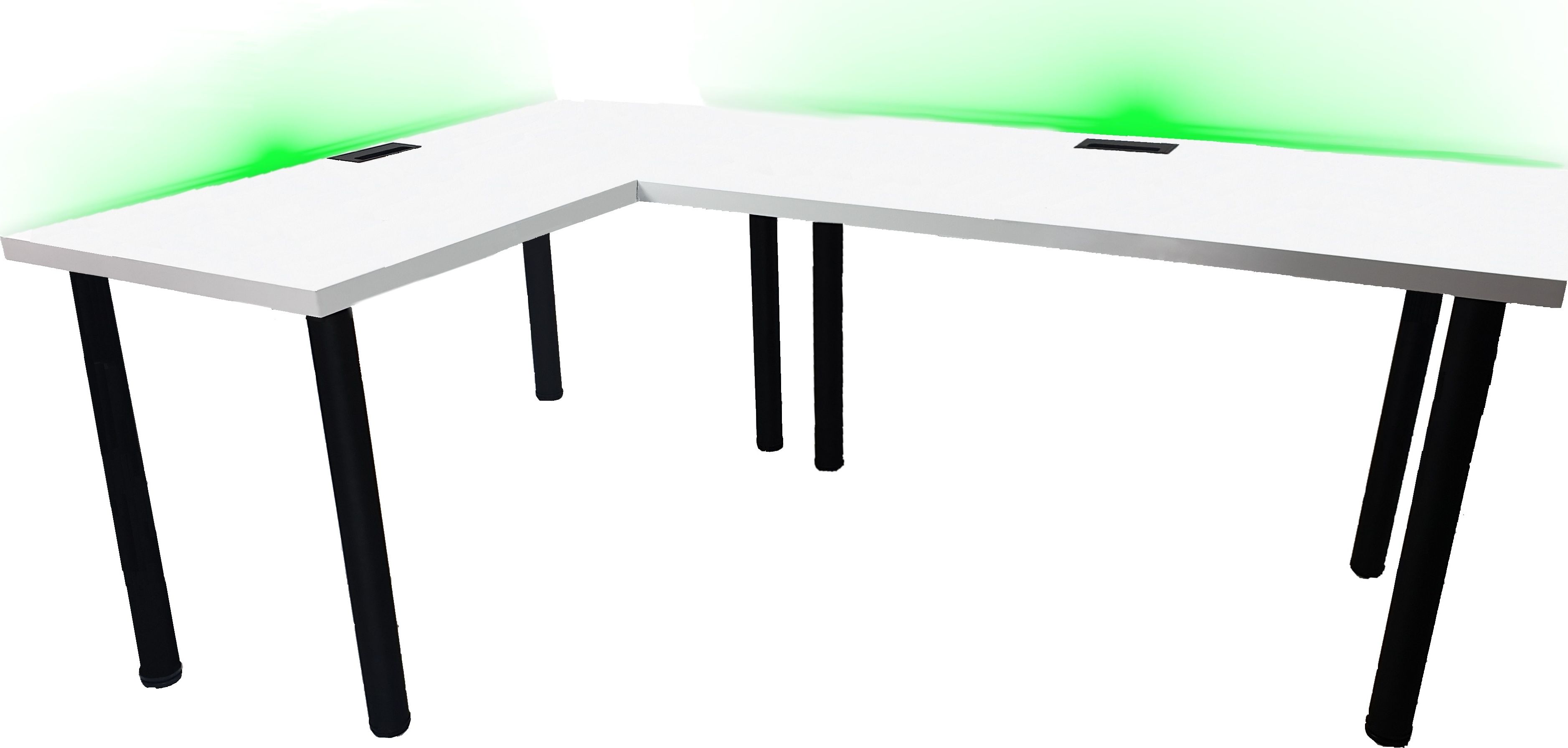 Biurko Daming Model 2 Białe 202 cmx136 cm x 2,8 cm z prostokątnym przepustem na kable