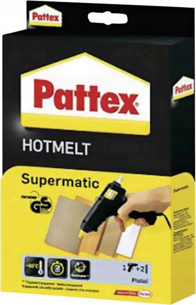 Pistolet do kleju Stickn Pattex Heißklebepistole Supermatic, Pistole und 2 Sticks