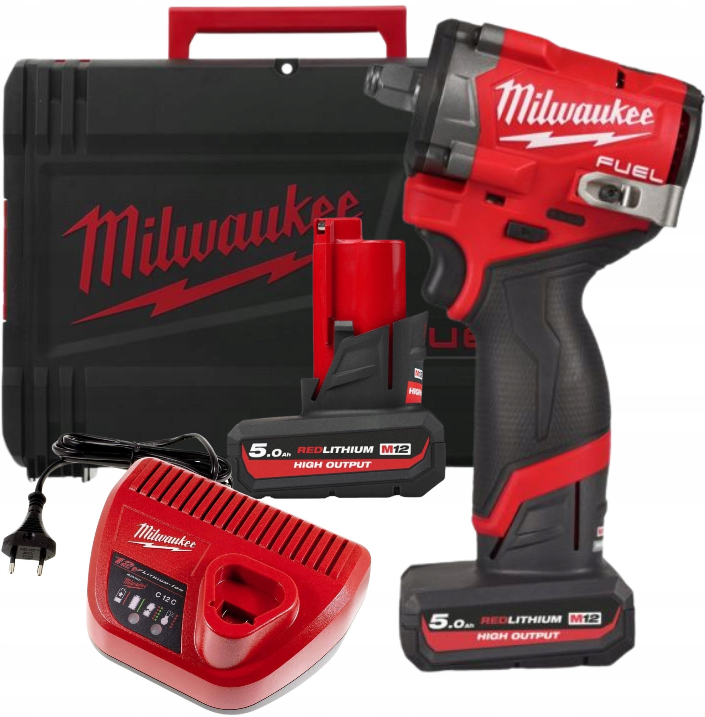 Klucz udarowy 1/2 kompaktowy 542Nm 12V FUEL w walizce, z 2 akumulatorami i ładowarką, M12 FCIWF12G3-502X, 4933493455