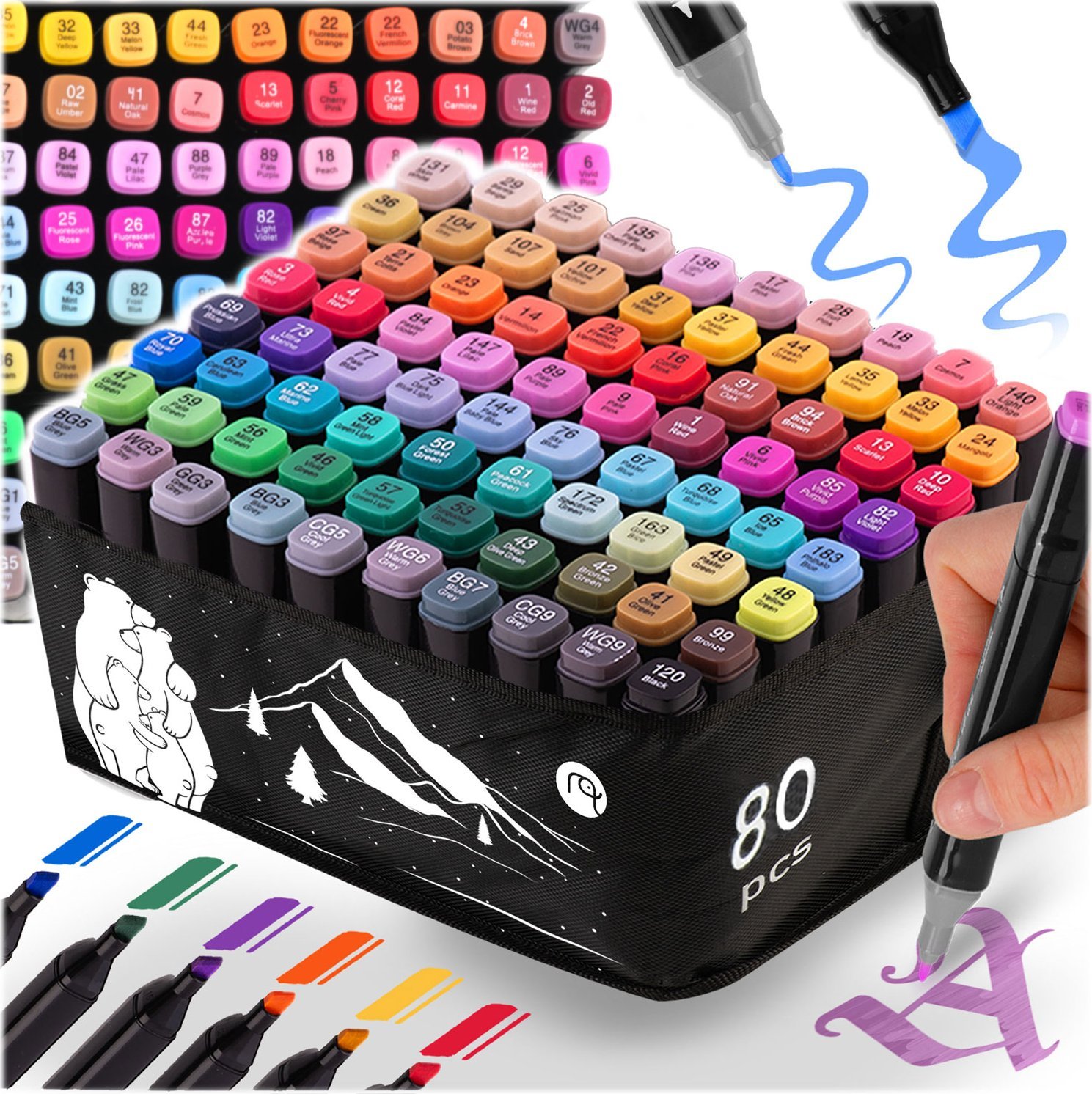 Markery alkoholowe z torbą 80 szt Nukido NK-912