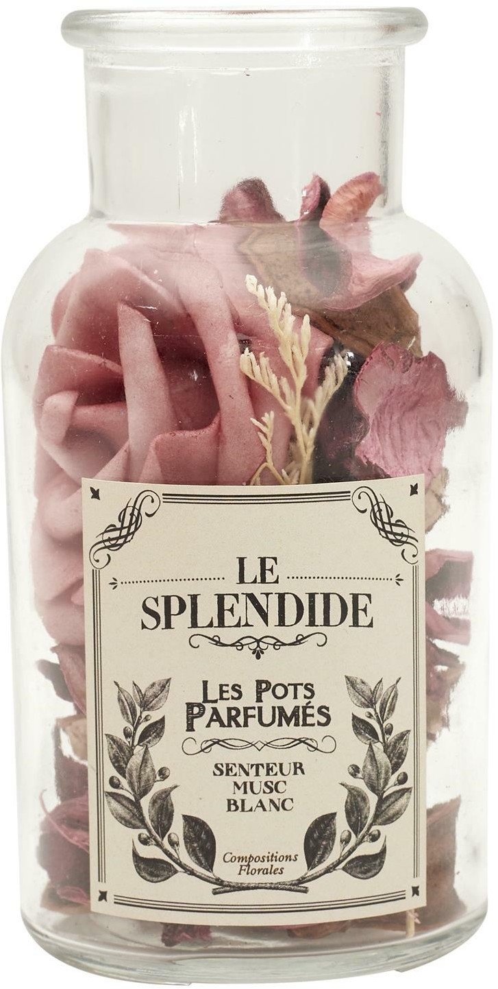 INTESI SZKLANY SŁÓJ 16CM Z POT POURRI RÓŻOWE