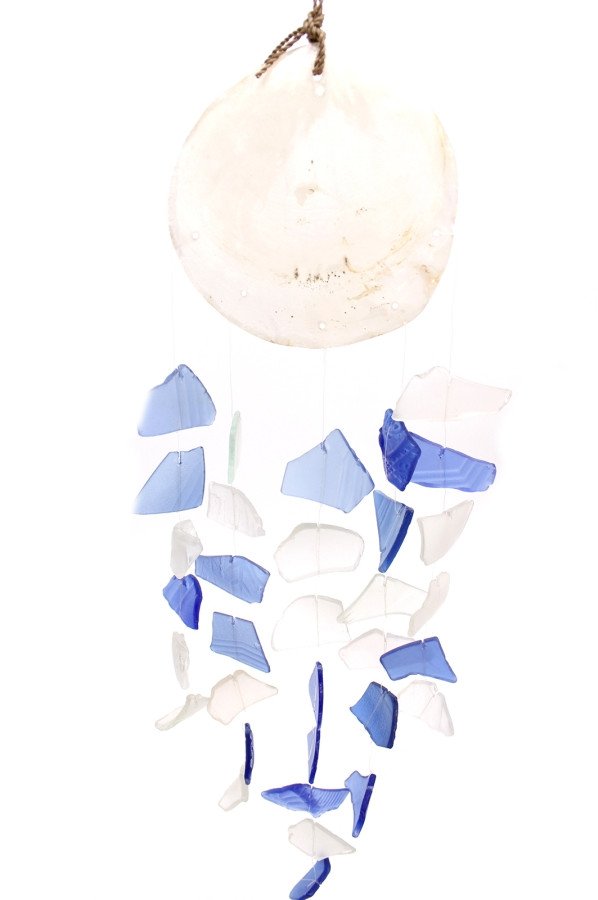 Szklany Dzwonek Wietrzny - Blue / White