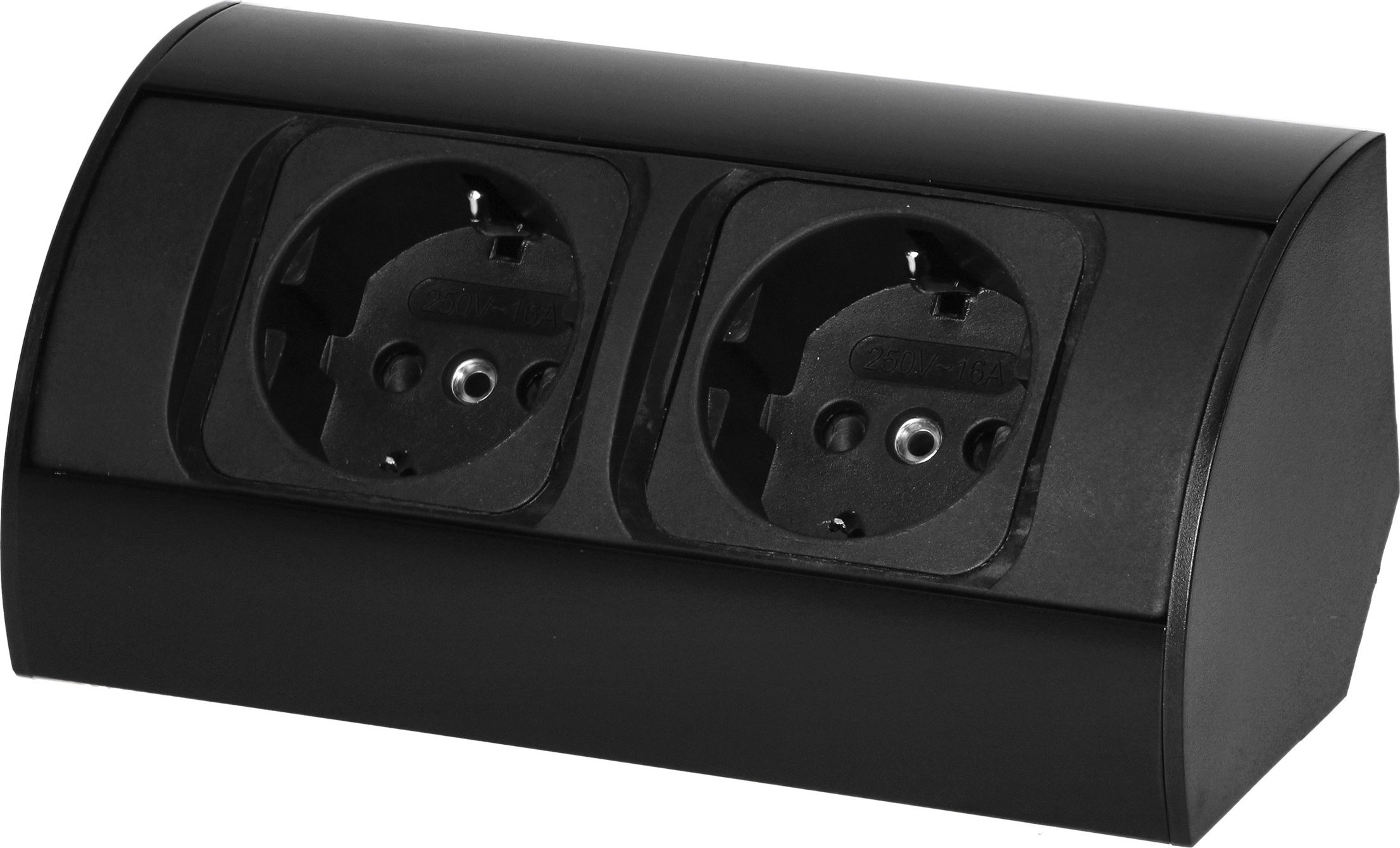 Orno Gniazdo meblowe bez wyłącznika, 2x2P+Z (Schuko), czarne