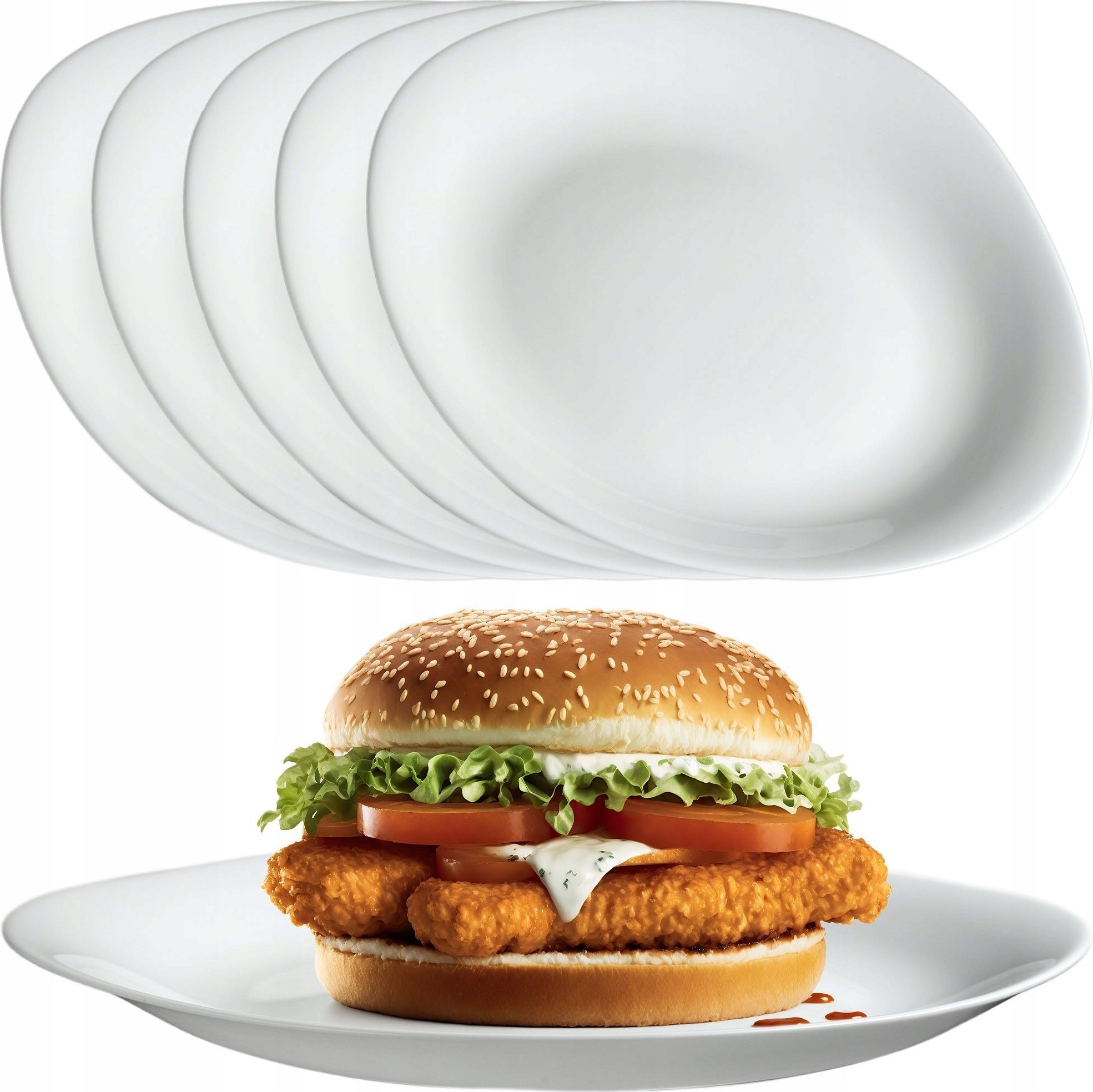 Kadax KADAX Talerz Obiadowy 28cm Płytki Biały Zestaw 6x