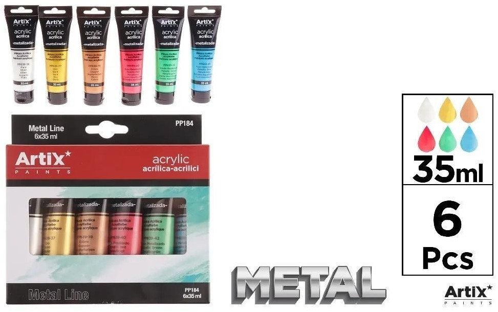 Farba akrylowa metal 35ml 6 kolorów