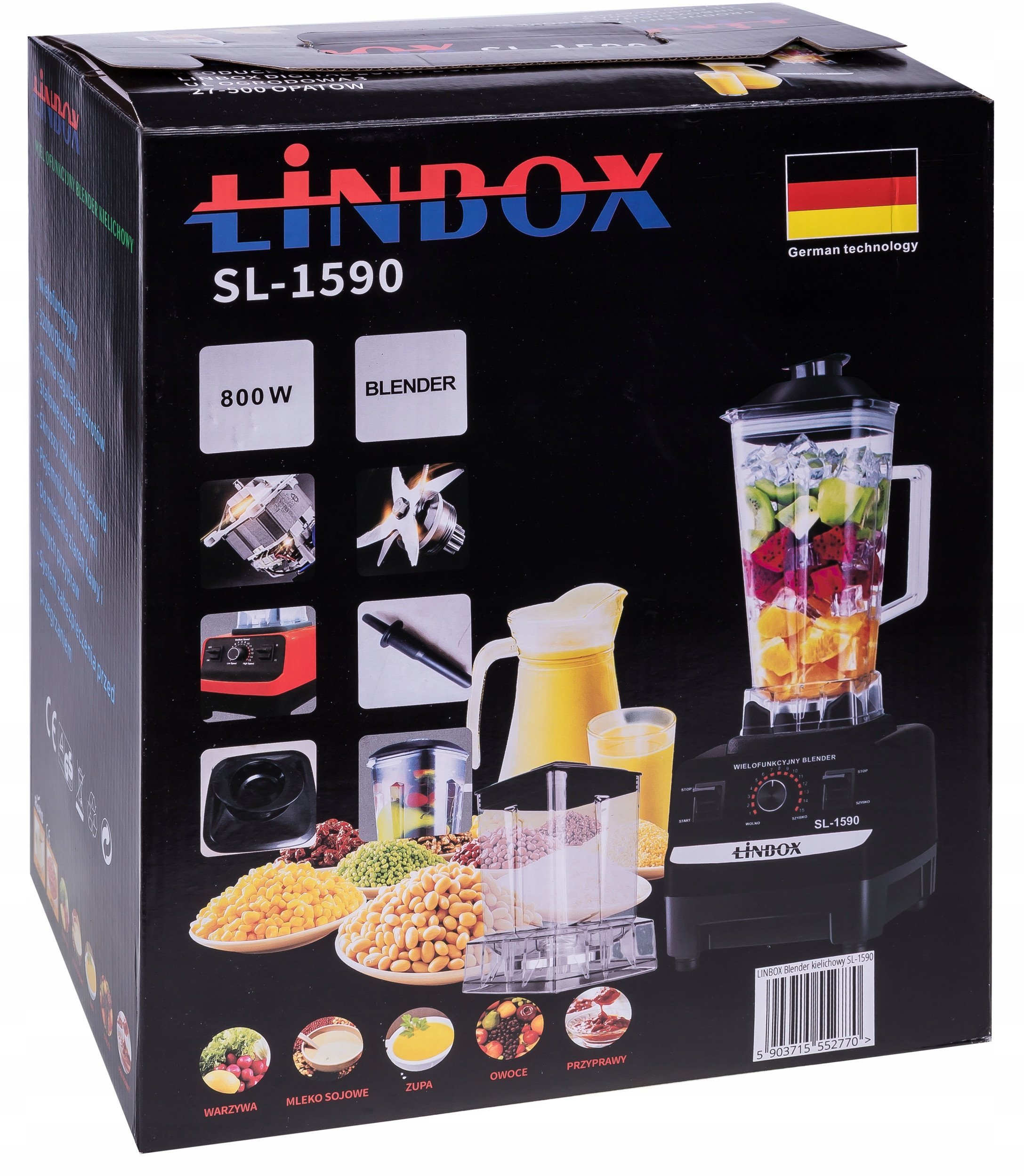 4w1 BLENDER KIELICHOWY MŁYNEK KUBEK 800W 2L