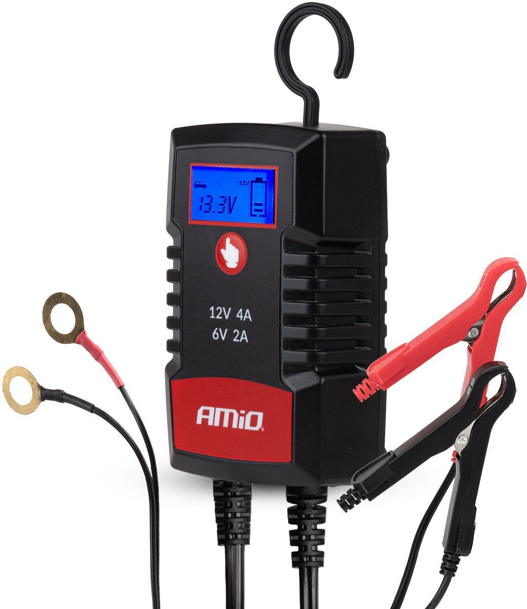 Prostownik cyfrowy agm gel std lifepo4 max 4a 6v 12v pro hook amio-04531