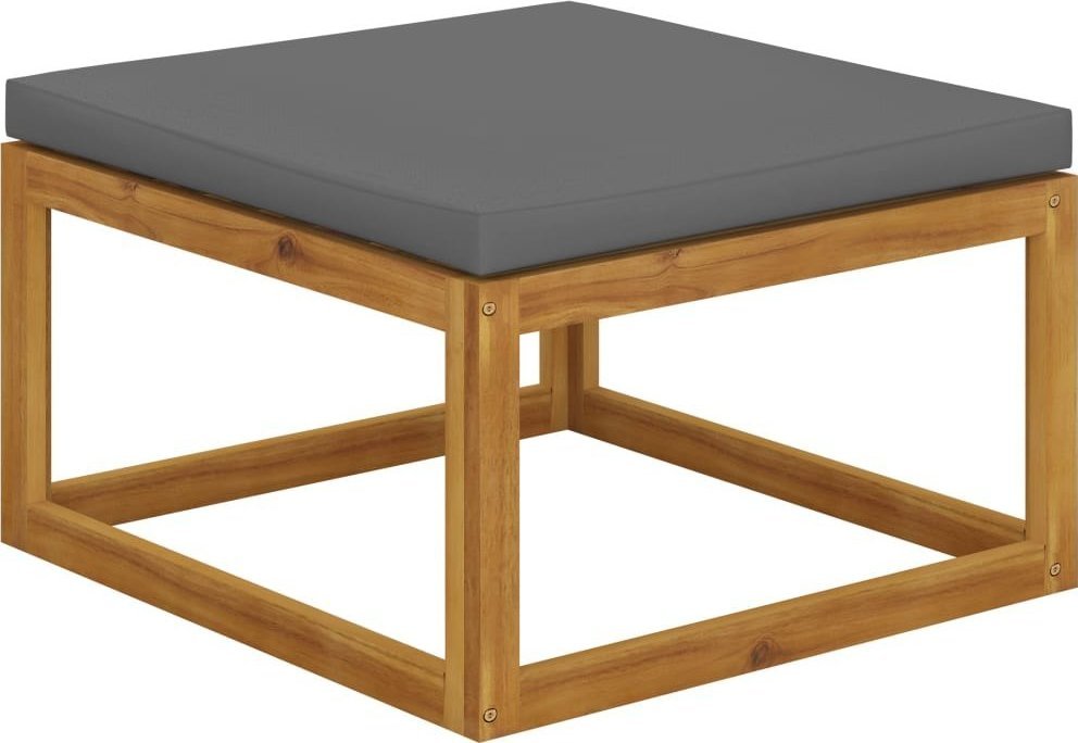 vidaXL Podnóżek z ciemnoszarą poduszką, lite drewno akacjowe