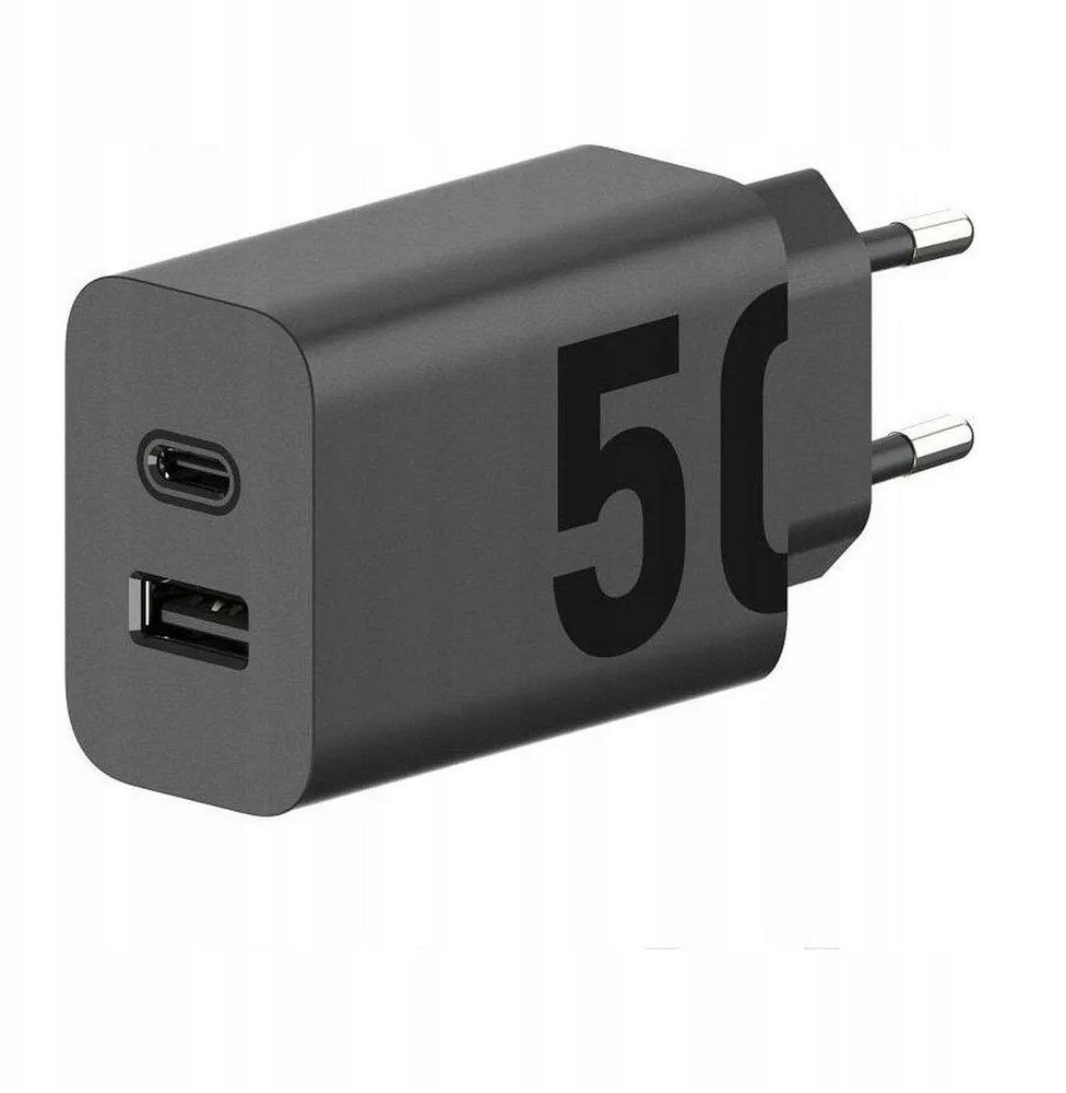 MOTOROLA oryginalna ładowarka sieciowa Typ C + USB A 50W MC502 czarna bulk
