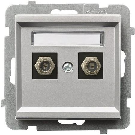 Ospel Gniazdo antenowe Sonata typu F podwójne srebrny mat (GPA-2RF/m/38)