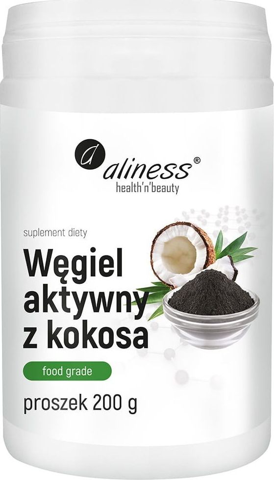 Aliness Aliness Węgiel aktywny z kokosa proszek - 200 g