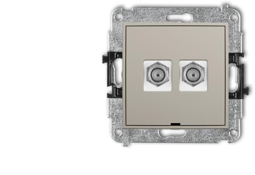 MINI Mechanizm gniazda antenowego podwójnego typu F (SAT) niklowany, bez pola opisowego taupe 60MGFBO-2