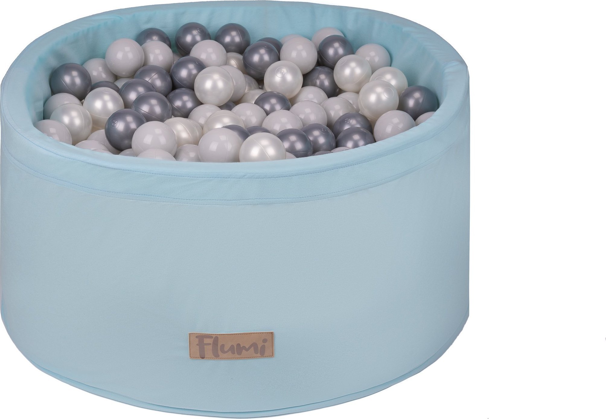 Blomster Suchy basen BŁĘKITNY + PIŁKI SREBRNE-SZARE-PERŁOWE