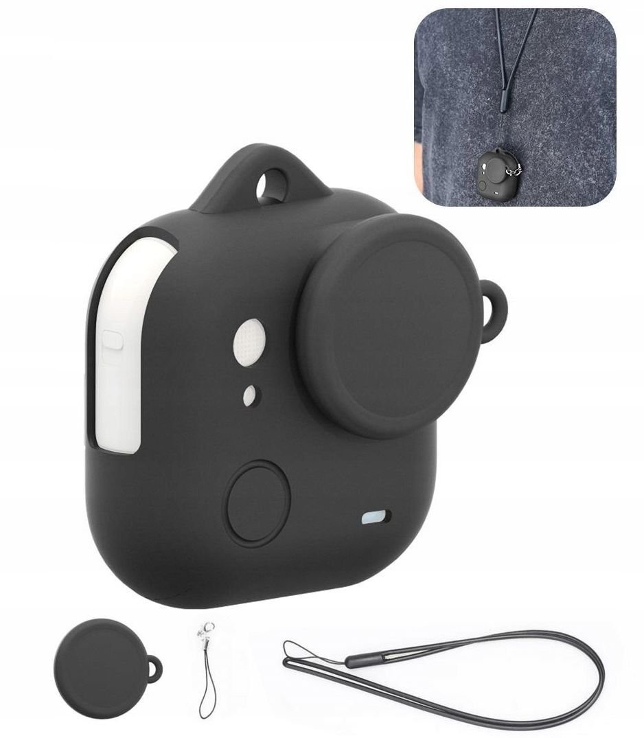 Etui Silikonowe Case Osłona Futerał Do Insta360 Go Ultra + Dekielek I Smycz / Pu786b / Czarny