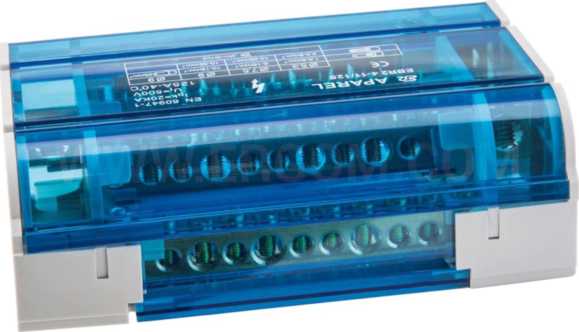 Ergom Blok rozdzielczy 4-torowy 1x10-35mm2+3x10-25mm2+7x2,5-6mm2 125A EBR2 4-11/125 R33RA-02020300301 - R33RA-02020300301