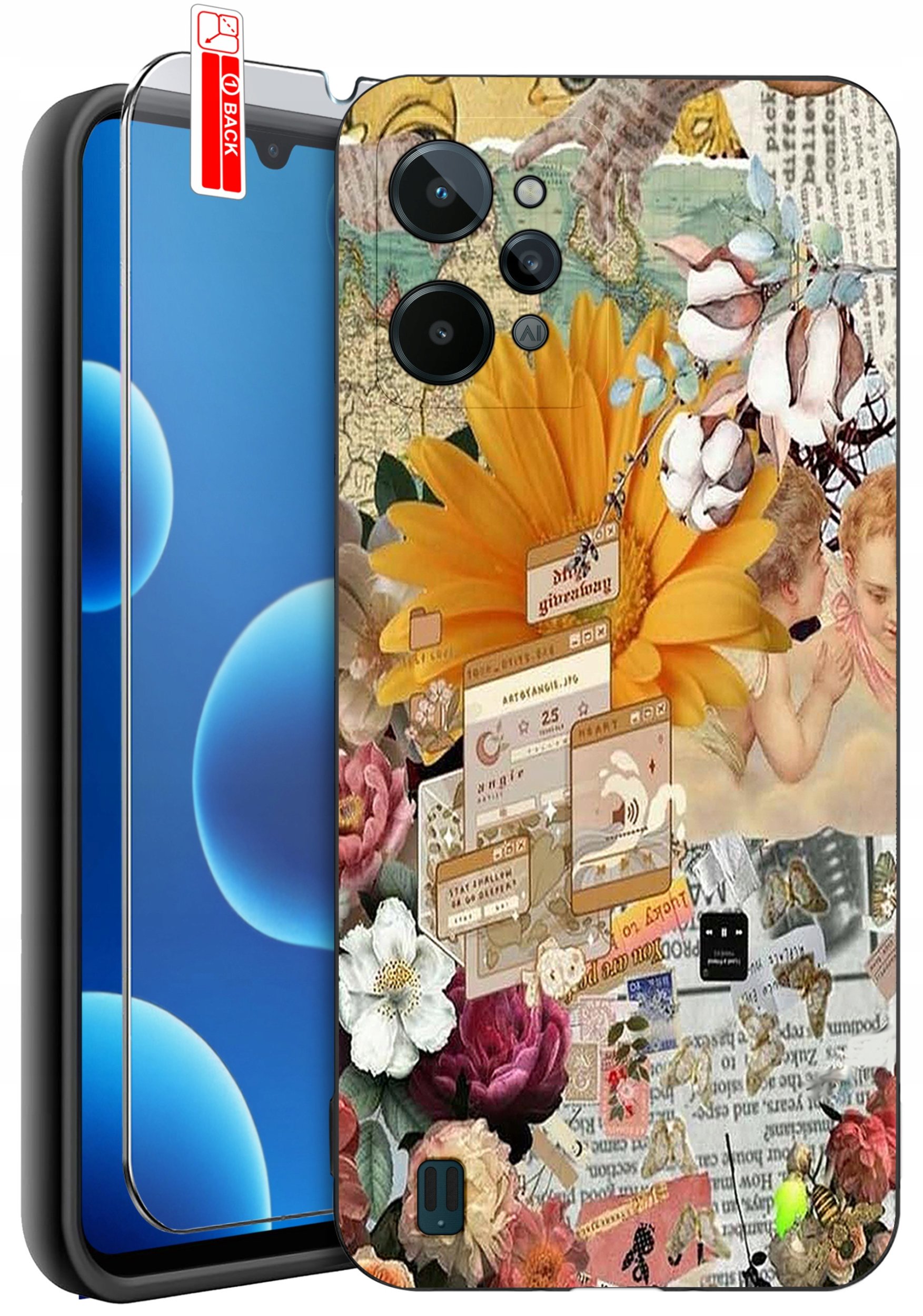 ETUI do Realme C31| WZORY | SILIKONOWE MATT CASE + SZKŁO 9H