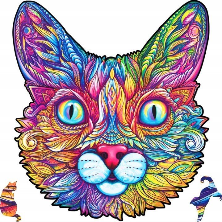 Pan i Pani Gadżet Puzzle Drewniane Dla Dorosłych Kolorowy Kot M