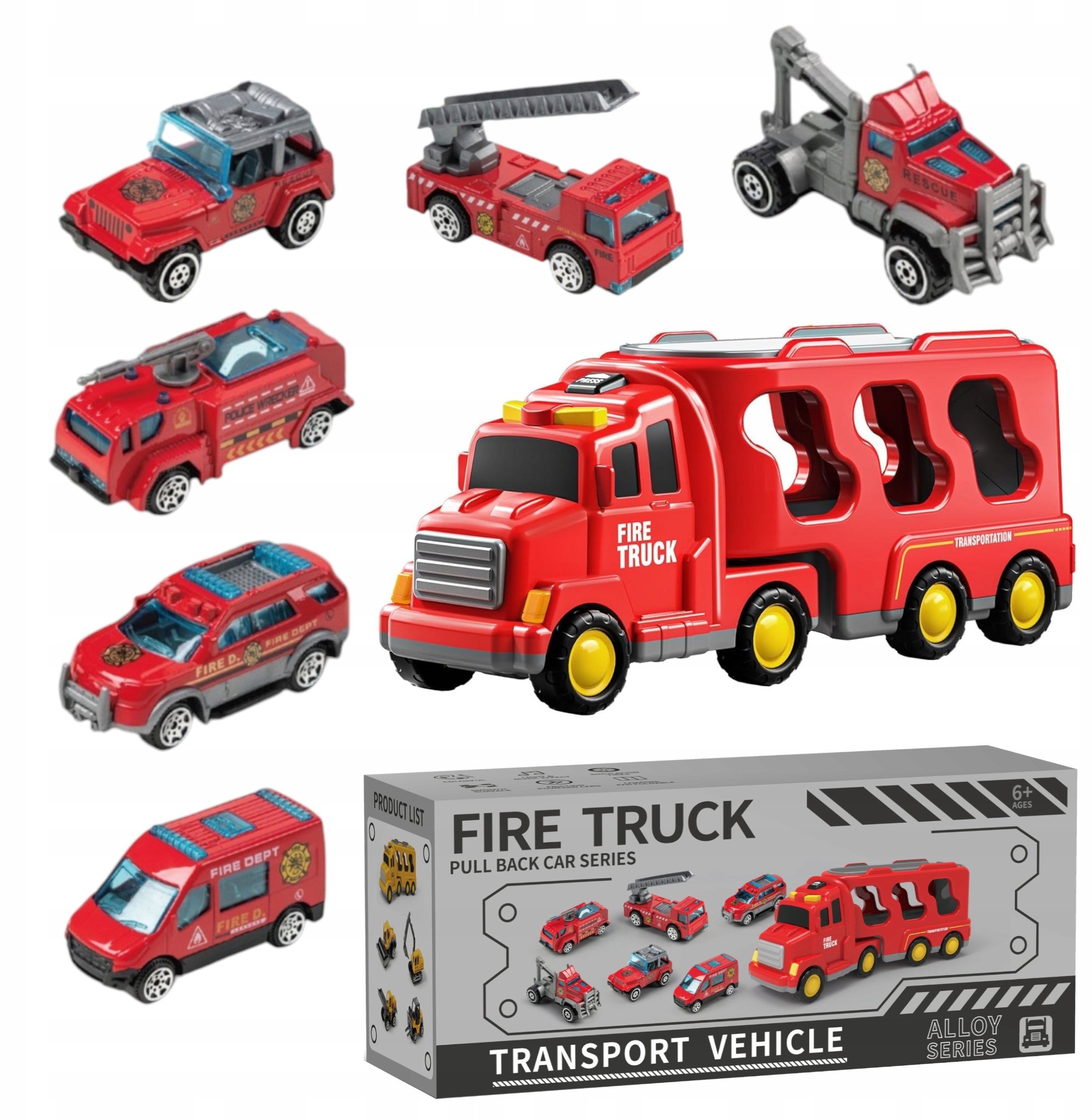 Zestaw strażacki laweta pojazdów straż pożarna tir dźwięk światło SX700-11